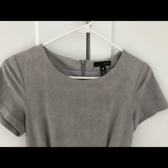 Faux Suede Light Gray Envelope Dress - Picture 2 of 3